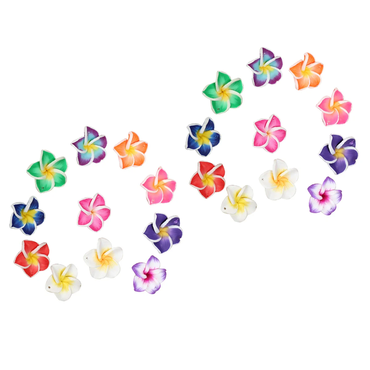 

50pcs Polymer Clay Plumeria Flower Decor Soft Ceramic Spacer for Phone Case DIY Beads Craft Wedding Luau Party
