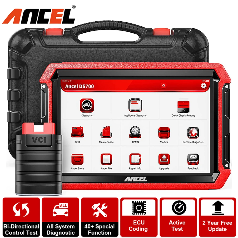 

ANCEL DS700 Professional Car Diagnostic Tool Bi-directional ECU Coding AF Adjust D.PF Injector TPMS OBD2 Automotive Scannner