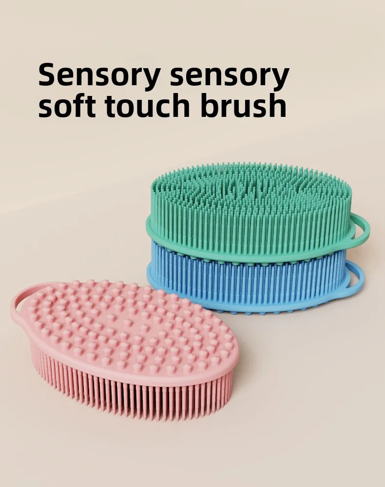 Exfoliërende Spons Body Scrubber Huid Hoofd Wasborstel Kam Siliconen Haren Badborstel Hoofdhuid Massager Bad Tool Hygiënisch