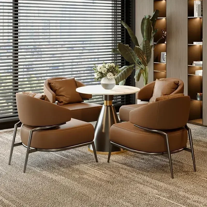 Rock slab negotiation table and ch air combination ca fe office business reception lounge area leis ure one ta ble