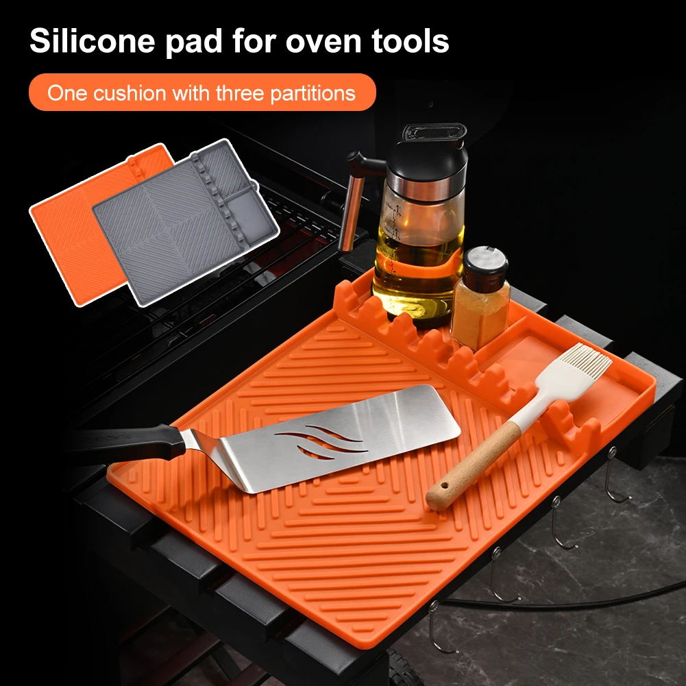 

40x30CM Silicone Barbecue Tool Mat Anti-dust Cleaning Pad BBQ Plate Potholder Oven Oil Box Kitchen Outdoor BBQ Accessories