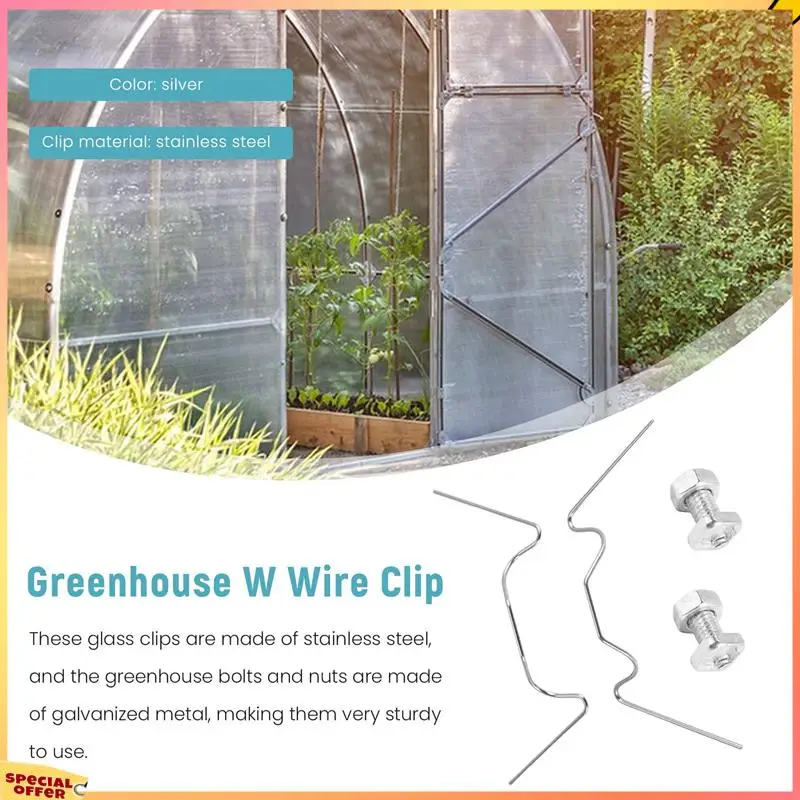 ABFI 200Pcs Greenhouse Repair Kit, Include Glazing W Wire Clip,Z Overlap Clip,Aluminium Nut And Bolt For Aluminium Greenhouse