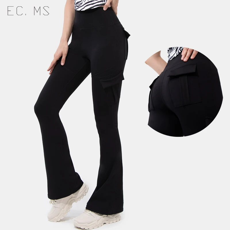 

Women Sport Leggings with 4 Pockets Yoga Pants EC.MS Micro Flare W/O Middle Line Running Daily Pants