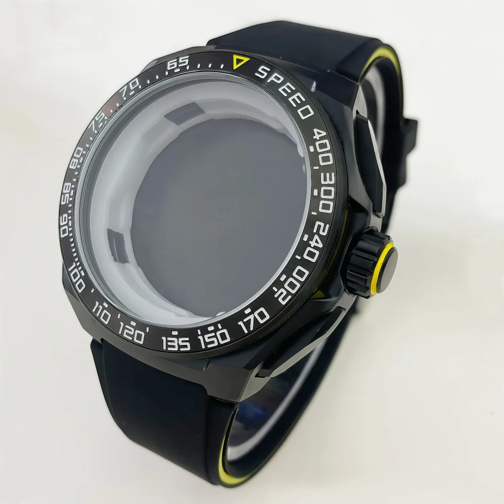 42mm Case Is Compatible With the VK63 Movement It Features a Silver or Black Case Mineral Glass a Sporty Design Rubber Strap