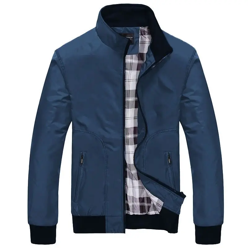 Abrigos de Color liso con cuello alto y cremallera para hombre, chaquetas informales holgadas que combinan con todo, moda de otoño e invierno, 2023