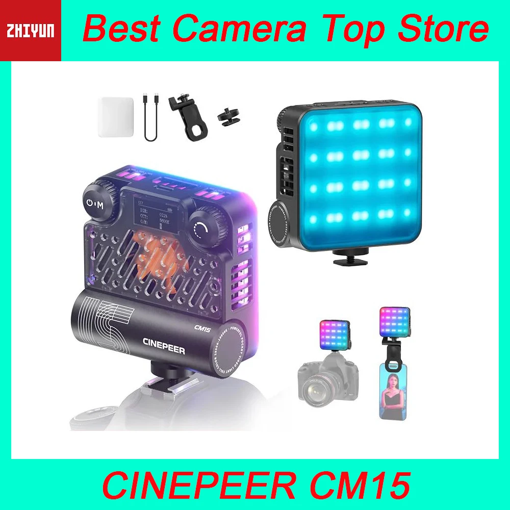 

ZHIYUN Official CINEPEER CM15 RGB 15W LED Video light Handheld Pocket Light 2500K-10000K Photography Lights Fill Light for Photo