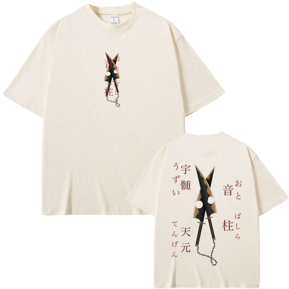

Anime Demon Slayer Uzui Tengen Double Sided Print T Shirts Men Women Cartoon Fashion Oversized T-shirt Male Vintage Streetwear