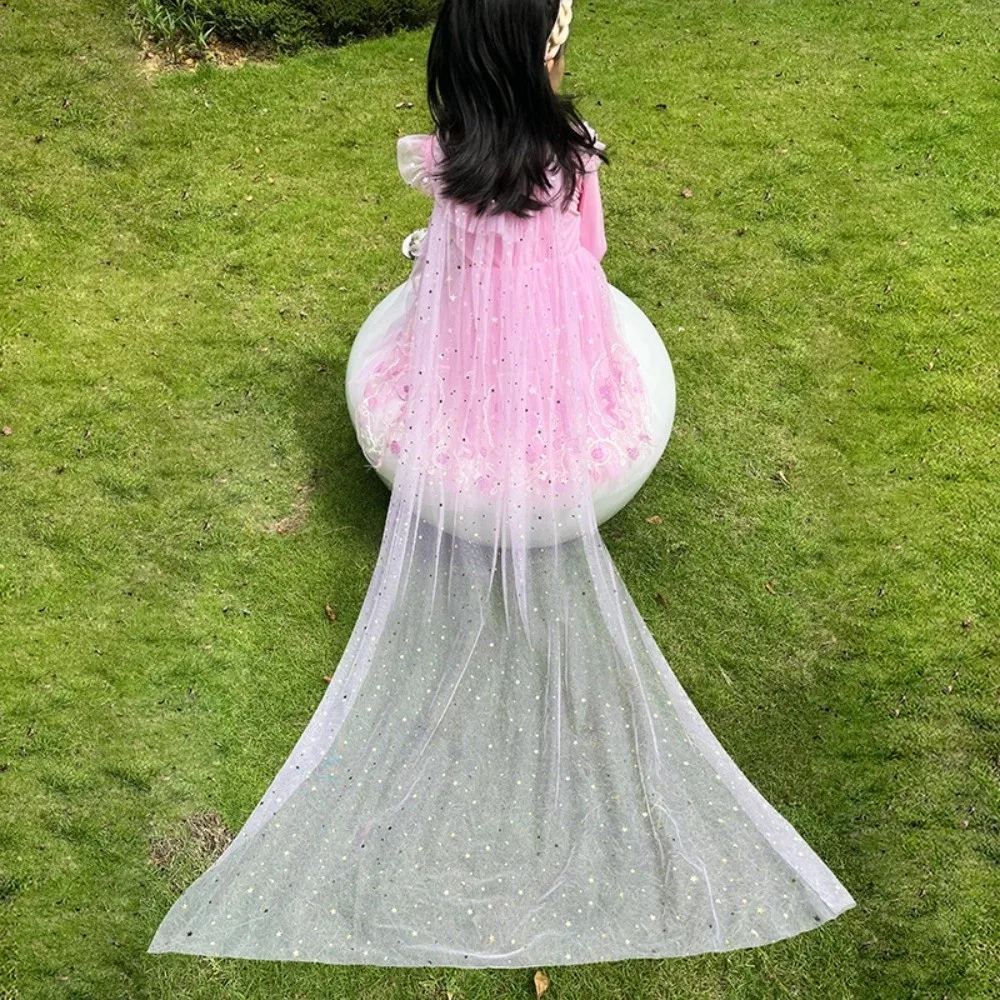 Neue Pailletten Mädchen Prinzessin Cape Nette Mesh Elegante Kleid Cape Cosplay Süße Mädchen Tüll Mantel Leistung Zubehör