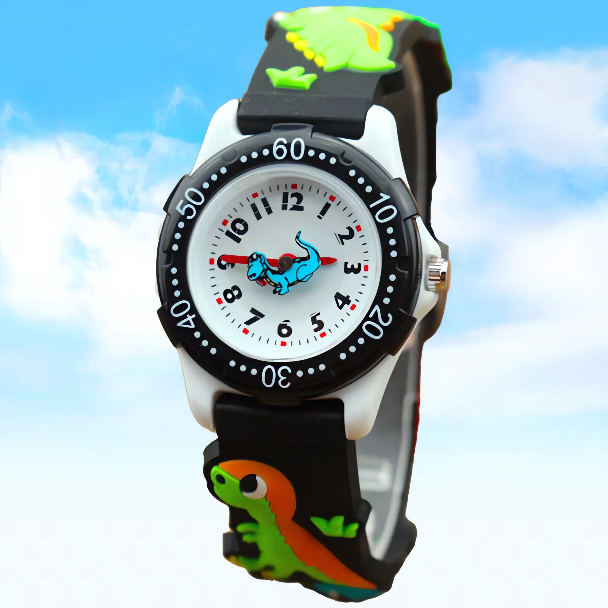 3D Dinosaur Cartoon Children's Quartz Watch with Rubber Strap Silicone Wristwatch for Boys And Girls Cute Brand Watch