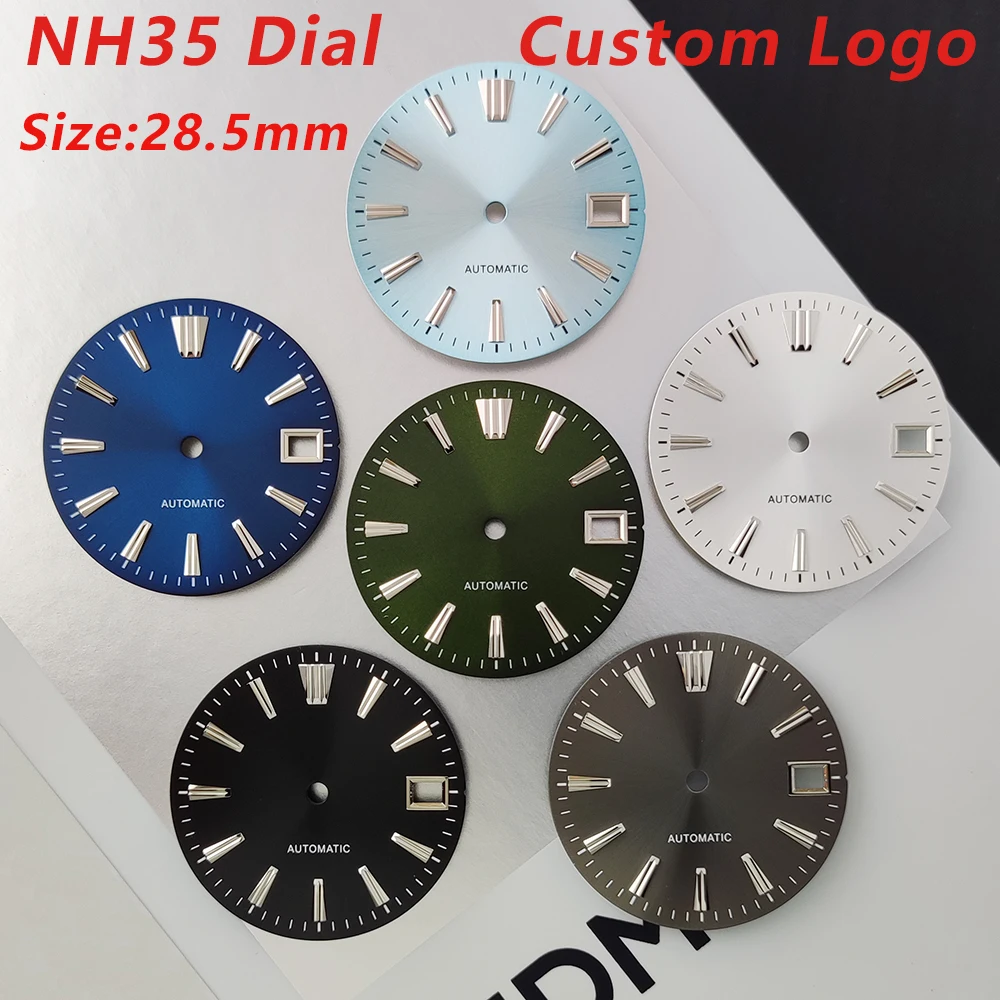 

28.5mm New NH35 Dial Custom Logo Dial Green Luminous Man‘s Watch Dial for NH35 Movement Watch Accessories Repair Tools