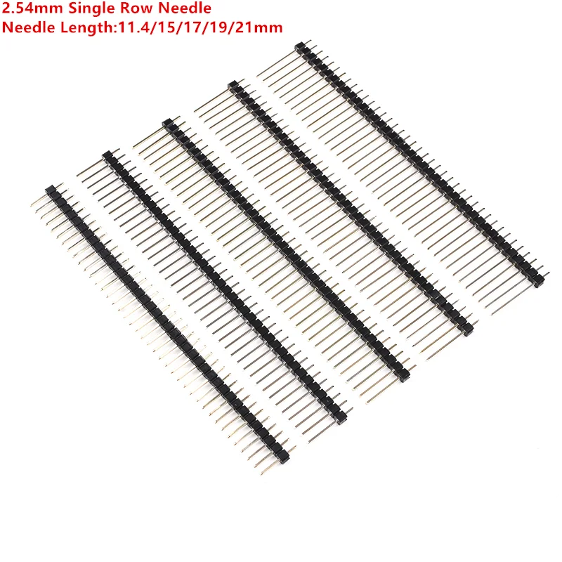 

10Pcs 2.54mm Pin Header Single Row Straight Copper Needle Gold Plating 1 * 40Pin 1X40P Length 11.4/13/15/17/19/ 21/23/25/30/40mm