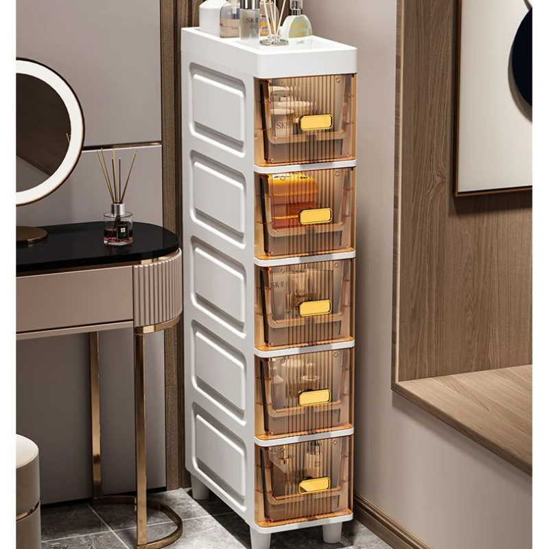 Narrow Seam Storage Shelf, Multilayer Plastic Makeup Organizer,Transparent Drawer Cabinet, Mobile Pulley, New Arrivals, Hot Sale