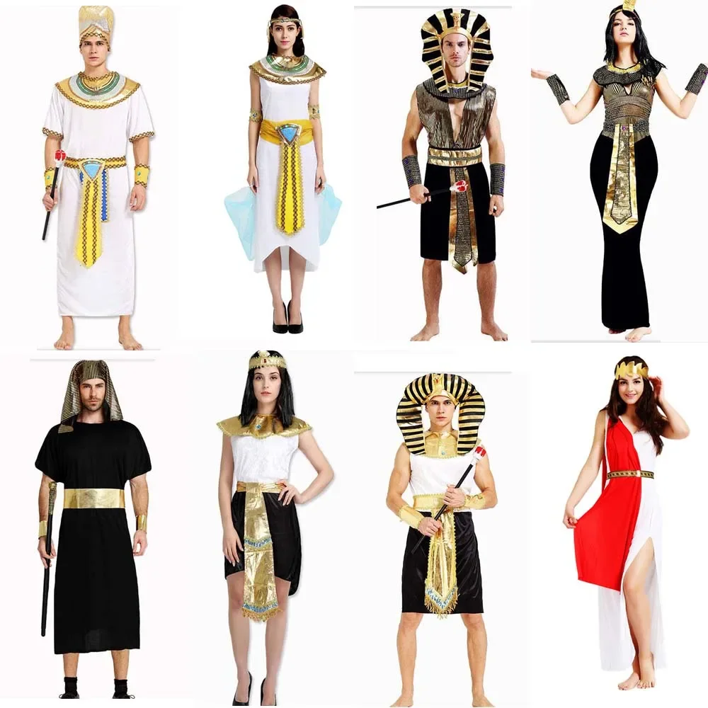 男性と女性のための古代エジプト王の女王ファラオのコスプレ衣装,セクシーな女性,ハロウィーンパーティー,クリスマス,純粋な,ロールプレイ