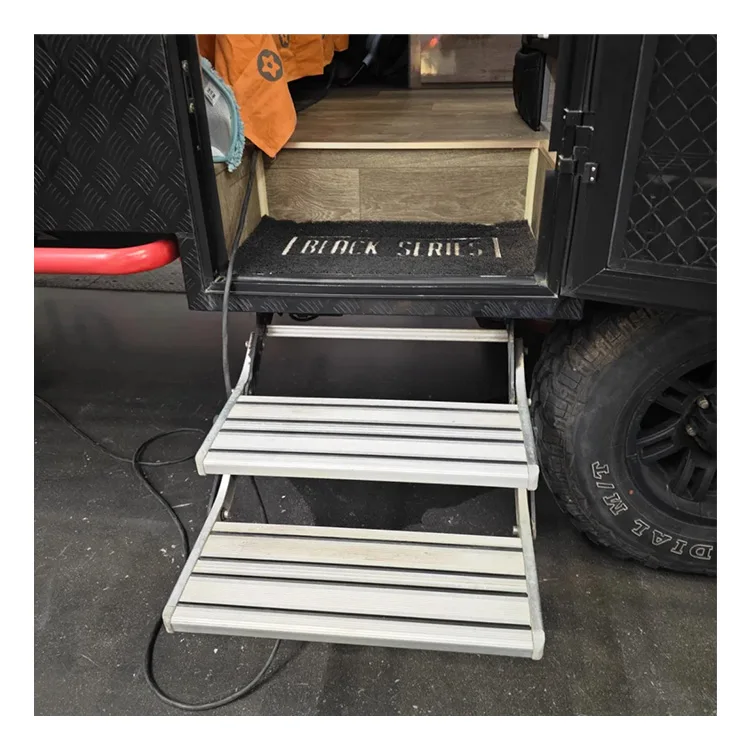 

RV Step Aluminum Double Pull Out Stairs Easy to Install Manual Double Step