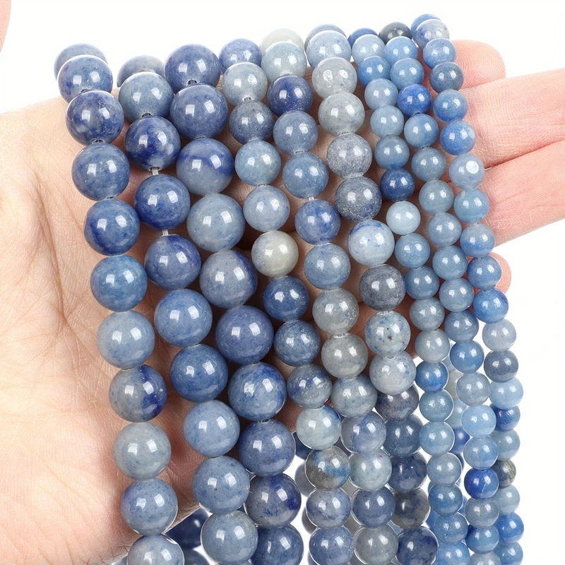 1 Strang Naturstein Grüne Blaue Gelbe Aventurin-Perlen Lose Jade-Perlen für Schmuckherstellung DIY Armband Halskette Zubehör – Detail 3