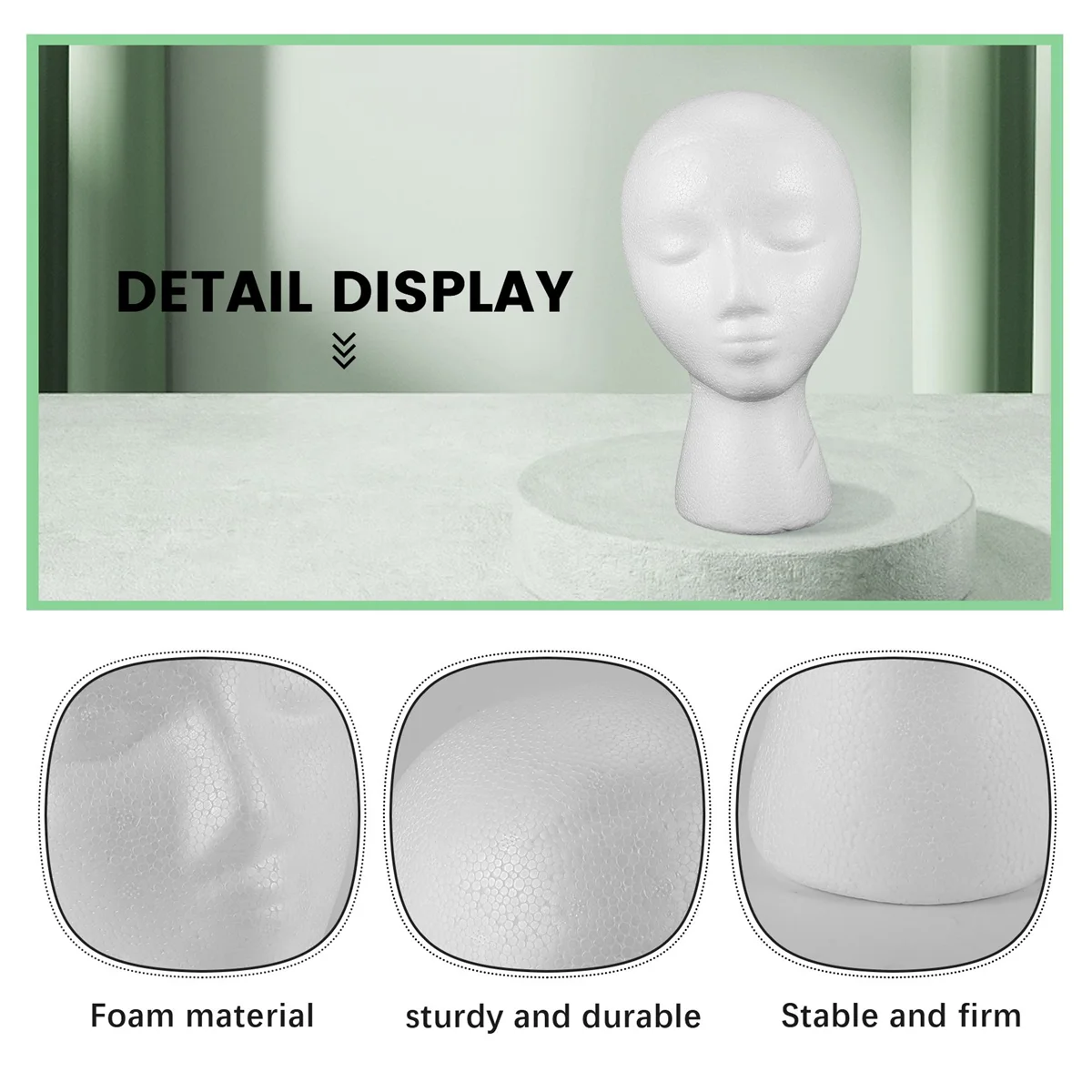 

HLES Foam Mannequin Wig Head Display Hat Cap Wig Holder White Foam Head