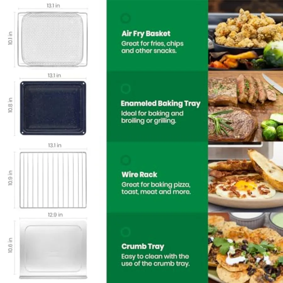 مقلاة هوائية للتدفئة بالأشعة تحت الحمراء فرن محمصة كبيرة جدًا على سطح الطاولة فرن حراري 10in1 كومبو للمنزل والخبز وتحميص الخبز