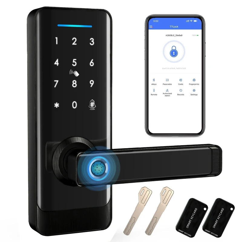 Security protection Ttlock Remote Control Keyless Electronic Waterproof Door Lock Fingerprint  Smart Door Lock