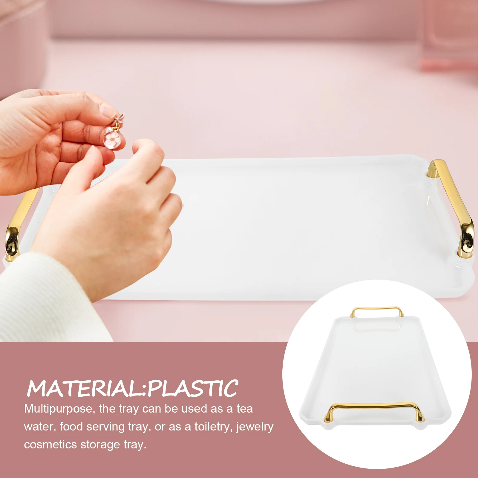 

Portable Tray Rectangular Reusable Snack Tiered Serving Large Food Trays Rectangle Platter Decorative Plate