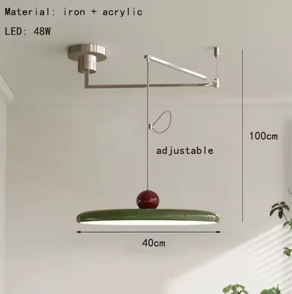 HomeLover Französischer Kipphebel-Kronleuchter, cremefarbener Stil, UFO-Schwenkarm-Pendelleuchte für Wohnzimmer, Restaurant, Bar, Esstisch, Pendelleuchte 7