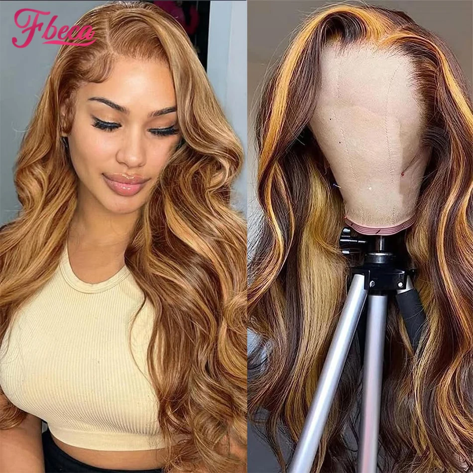 

34 Inch Highlight Human Hair Wig Honey Blonde 13x4 13x6 Hd Lace Frontal Wig Brazilian Body Wave 4x4 Lace Closure Wig For Women