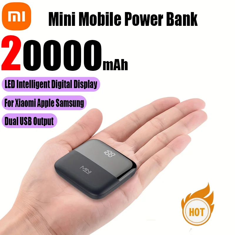 Xiaomi mini 20000mah grande capacidade power bank led display digital dupla saída usb powerbank para iphone samsung huawei 2025 novo