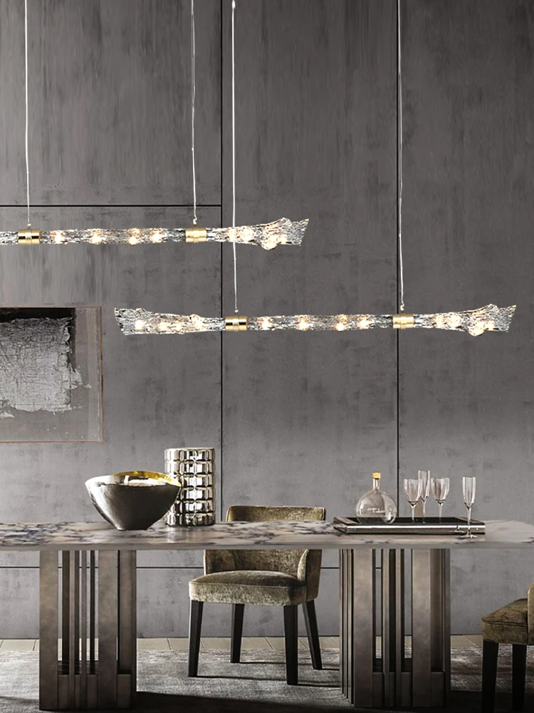 

Creative Glass Stem Chandeliers Home LED Long Lighting Fixture Lustre Minimalist Hanging Lamps Living Room Kitchen Island Lampa