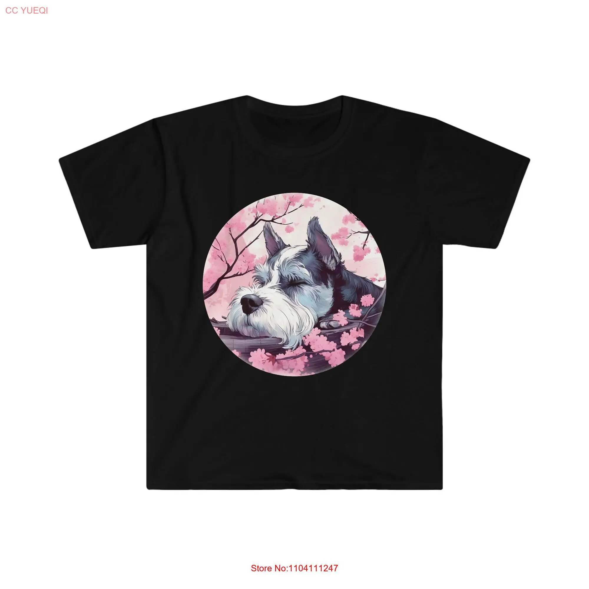 Schnauzer Dog Cherry Blossom T Shirt Perfect Miniature Japan for Lovers long or short sleeves