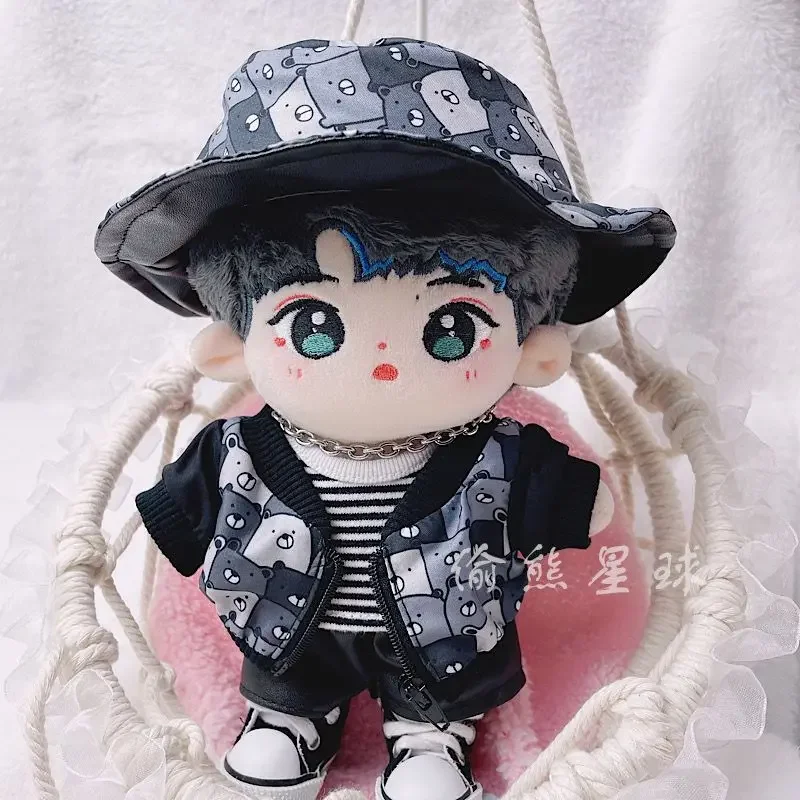 PU Leather Jacket Plush Doll's Clothes T-shirt OverallsOutfit for 20cm Idol Dolls Fashion Clothing Kids Gift