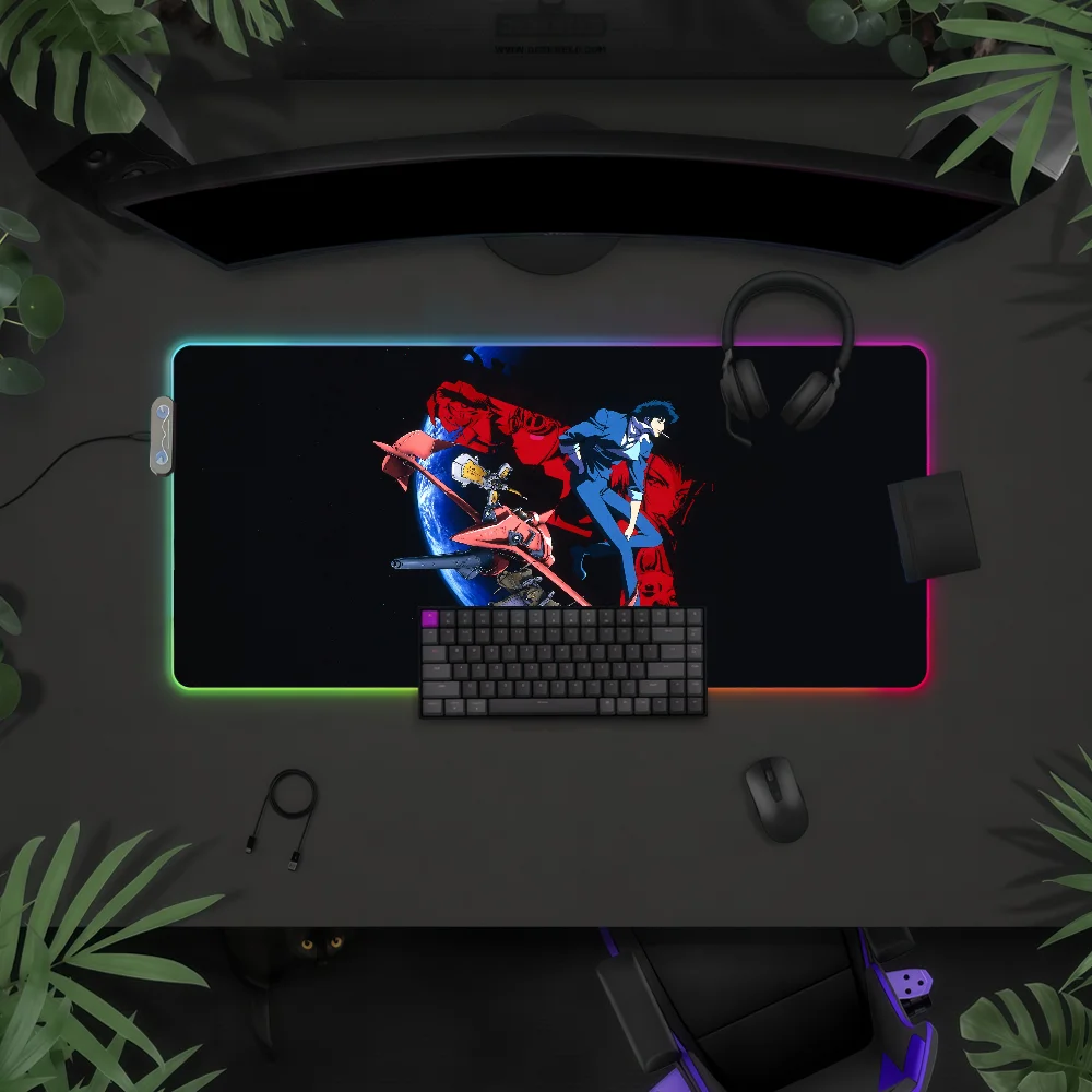 

Коврик для мыши Aniem C-Cowboy B-BebopS с RGB LED-подсветкой, красочный, для игровой клавиатуры, нескользящий, водонепроницаемый, для стола