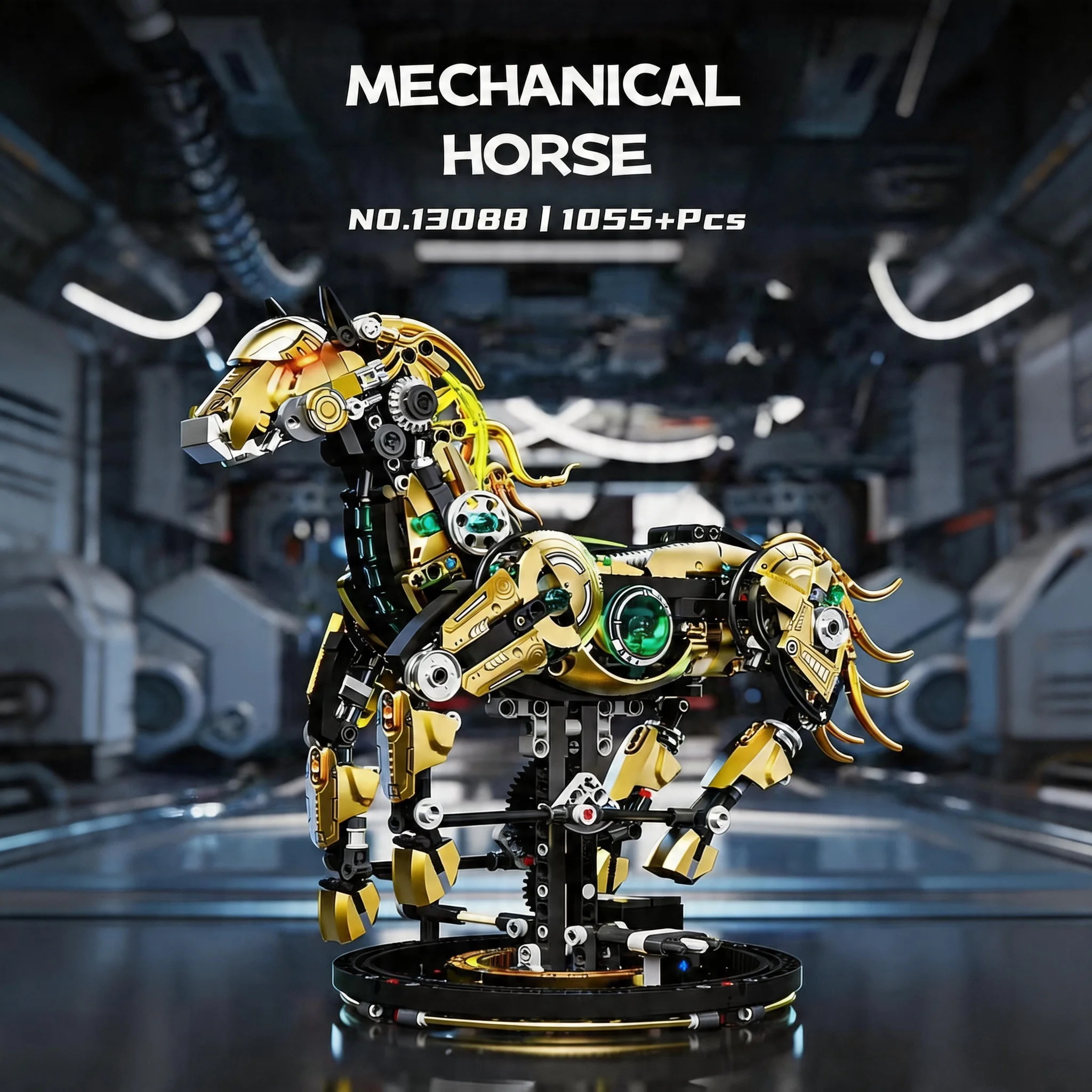 

1055PCS Mechanical Horse Building Blocks, Cyberpunk Animal Model, Collectible STEM Toy Gift for Adults & Kids