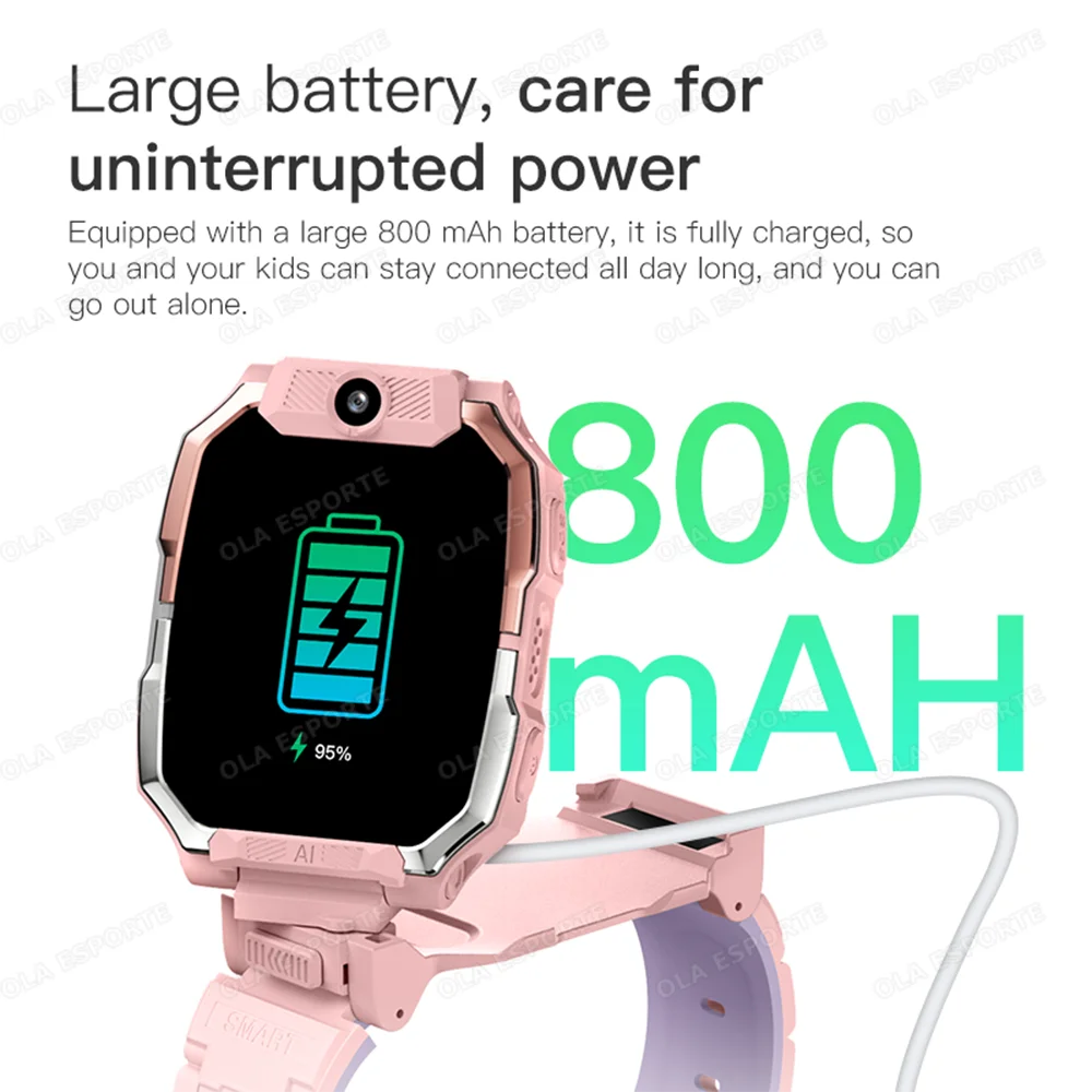 GPS Children Smartwatch SOS Positioning 4G Sim Card HD Camera Video Call 800mAH Large Battery Calculator Kids Watch Student Gift