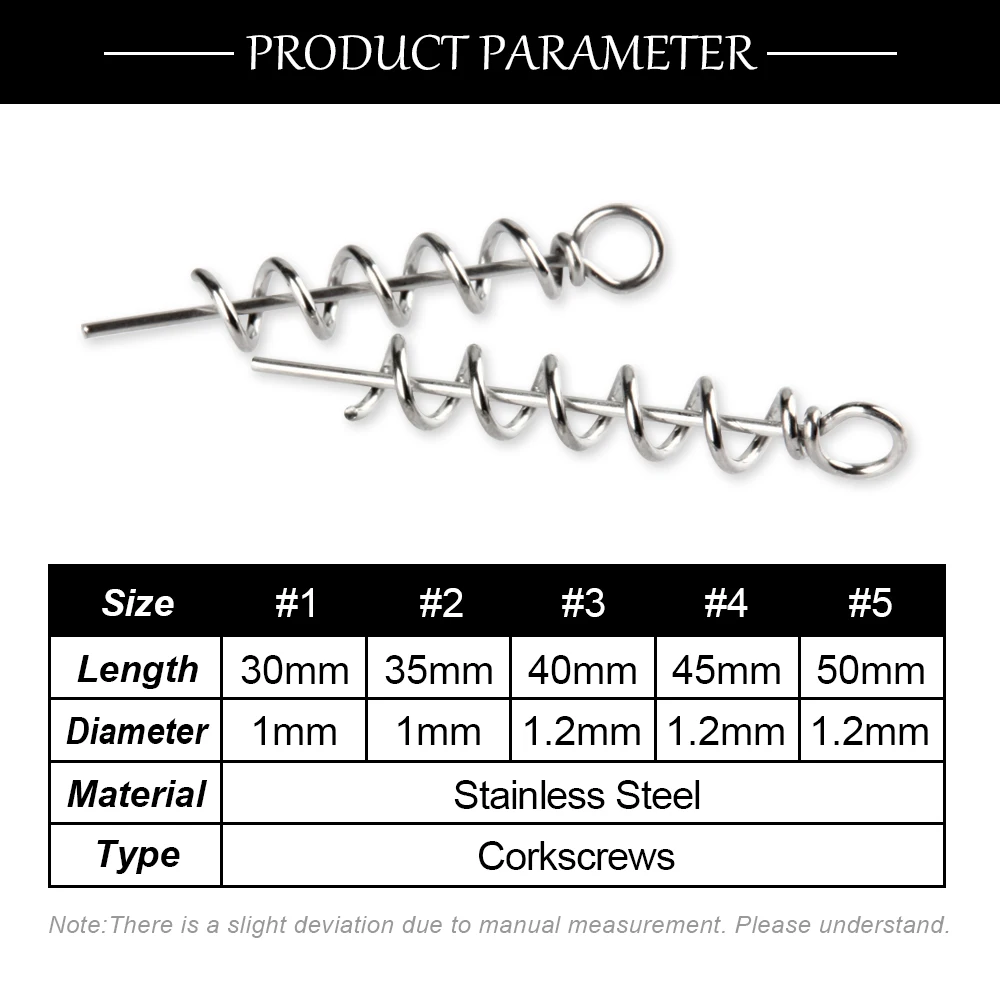 Spinpoler Fishing Bait Corkscrews Soft Lure Twist Lock Pin 3cm 4cm 4.5cm 5cm Strong Stainless Spin Shad Rigs Spring Accessories