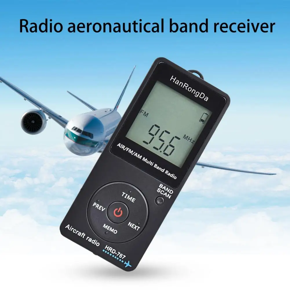 HRD-767 digitale radio mini lcd display mit kopfhörer fm/am/air tragbare tasche luftfahrt band empfangs radio für reise
