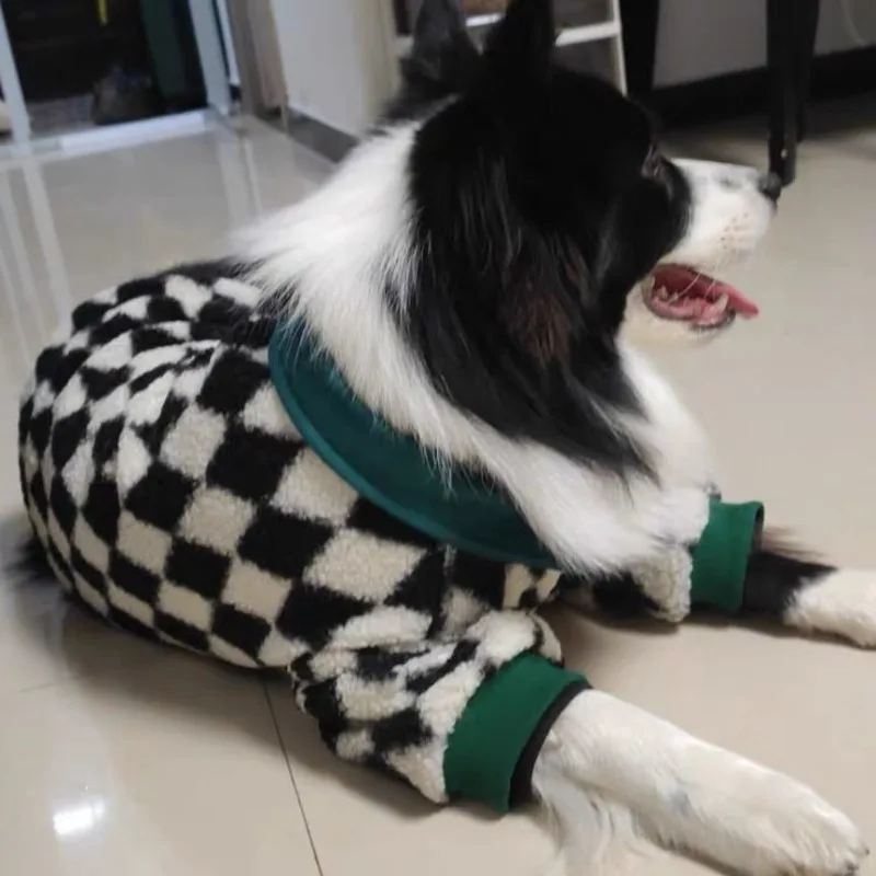 

Winter Checkered Large Dog, Fleece Golden Retriever, Labrador, Multi-sided Shepherd, Cool, Thick and Warm Sheepskin Clothes