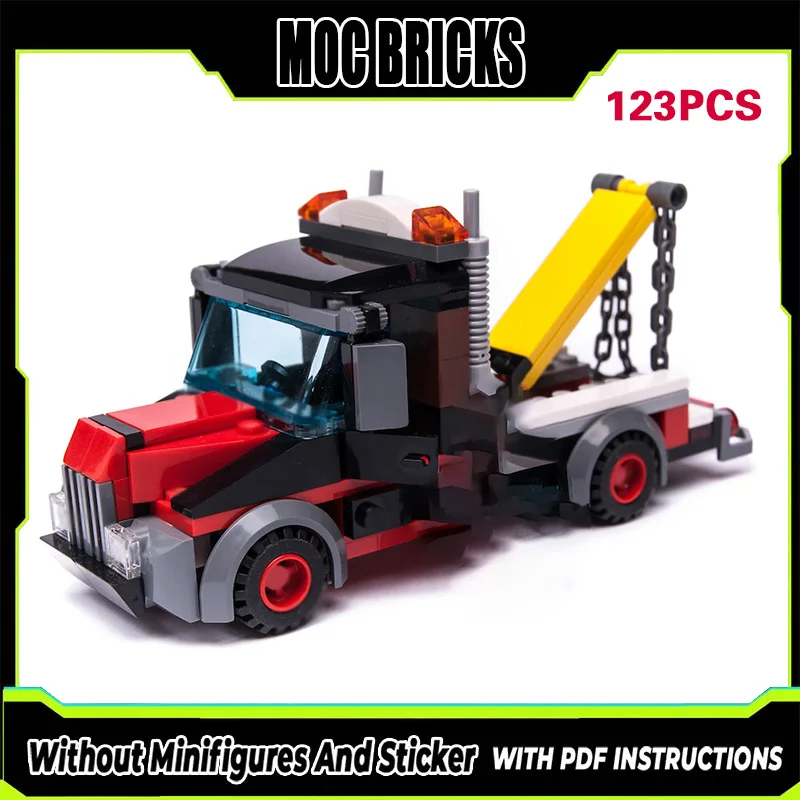 

City Car Model MOC Building Bricks Large Freight Tow Truck Modular Technology Gifts Holiday Assemble Children Toys Suit