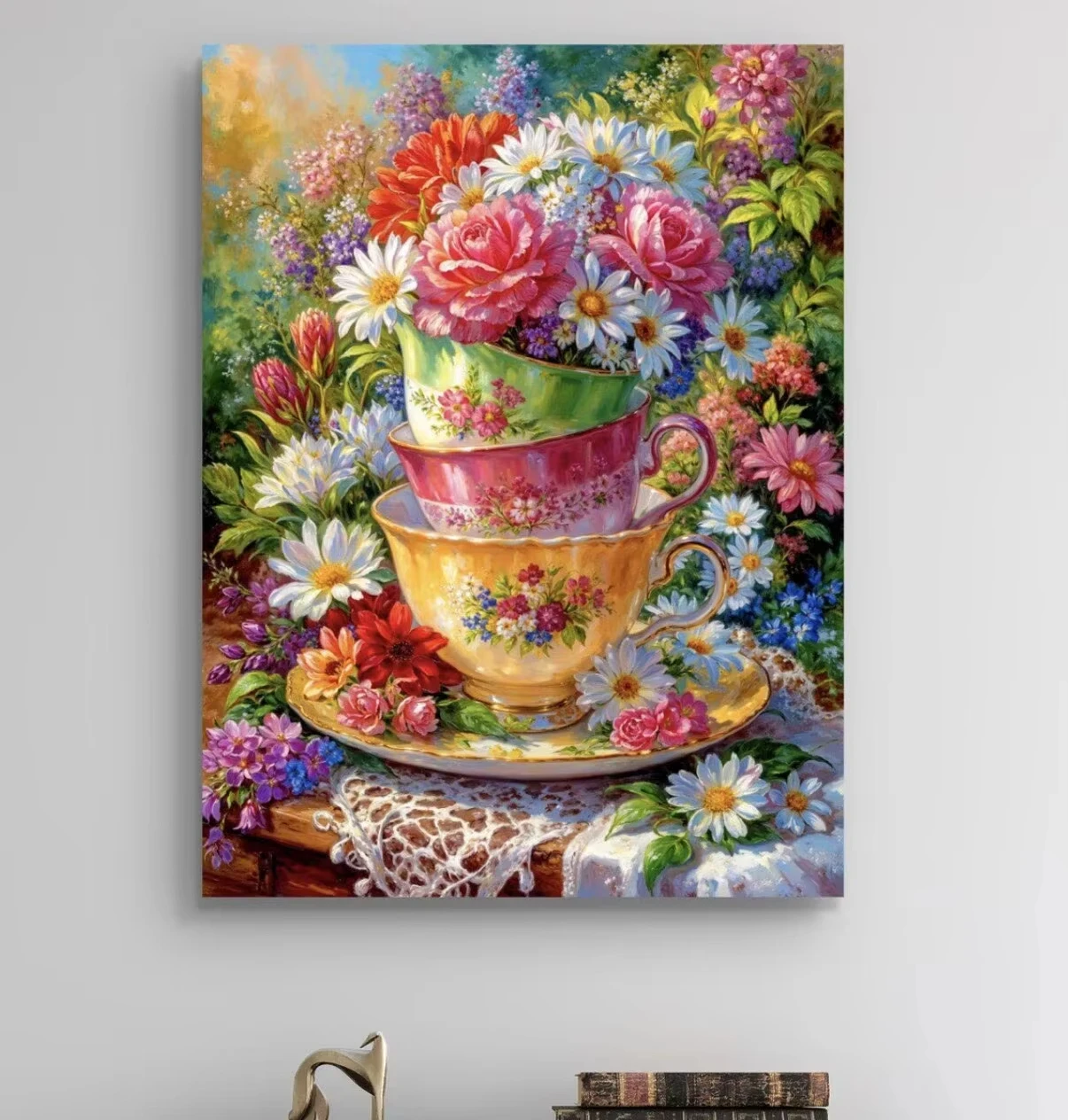 

500/1000 PCS Jigsaw Puzzle Cup flower Home Family Activity Games for Gameroom Bedroom Home Decor Frameless ﻿