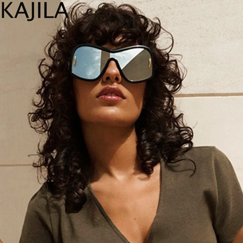 Oversized One-Piece Shield Sunglasses Women 2024 Luxury Brand Punk Square Eyewear Vintage Big Frame Sun Glasses For Men Goggle