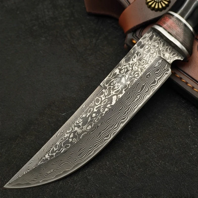 Damascus VG10 outdoor high hardness multifunctional portable wilderness survival collectible knife view 5