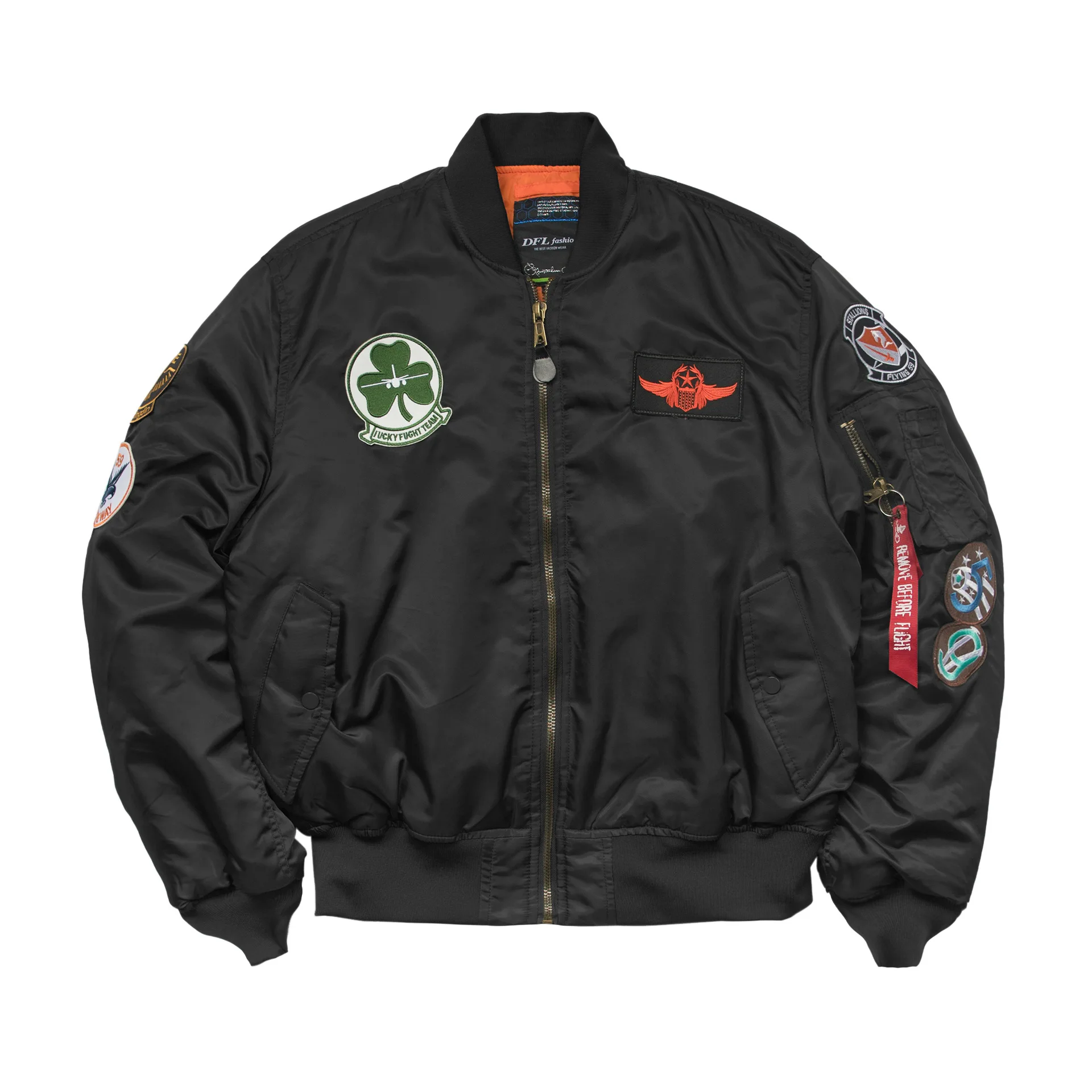 Men's Spring Autumn Military Style Aviator Jacket for USA & EU | Workwear Bomber with Embroidered Patches & Racing