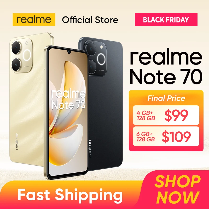 [Мировая премьера] Смартфон Realme Note 70 6,74 дюйма, 90 Гц, аккумулятор 6300 мАч, зарядка 15 Вт, 13-мегапиксельная камера с искусственным интеллектом, набор микросхем UNISOC T7250