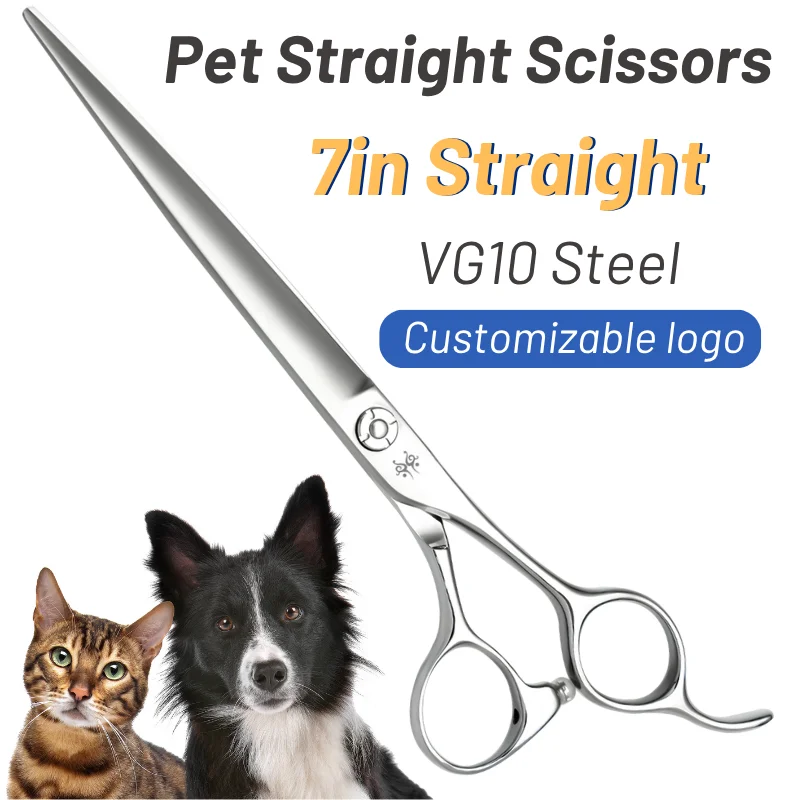 

Yijiang 7inch Professional Dog Grooming Scissors Straight Cutting Shears Pet Supplies JP VG10 Steel Dog Beauty Dog Accesories