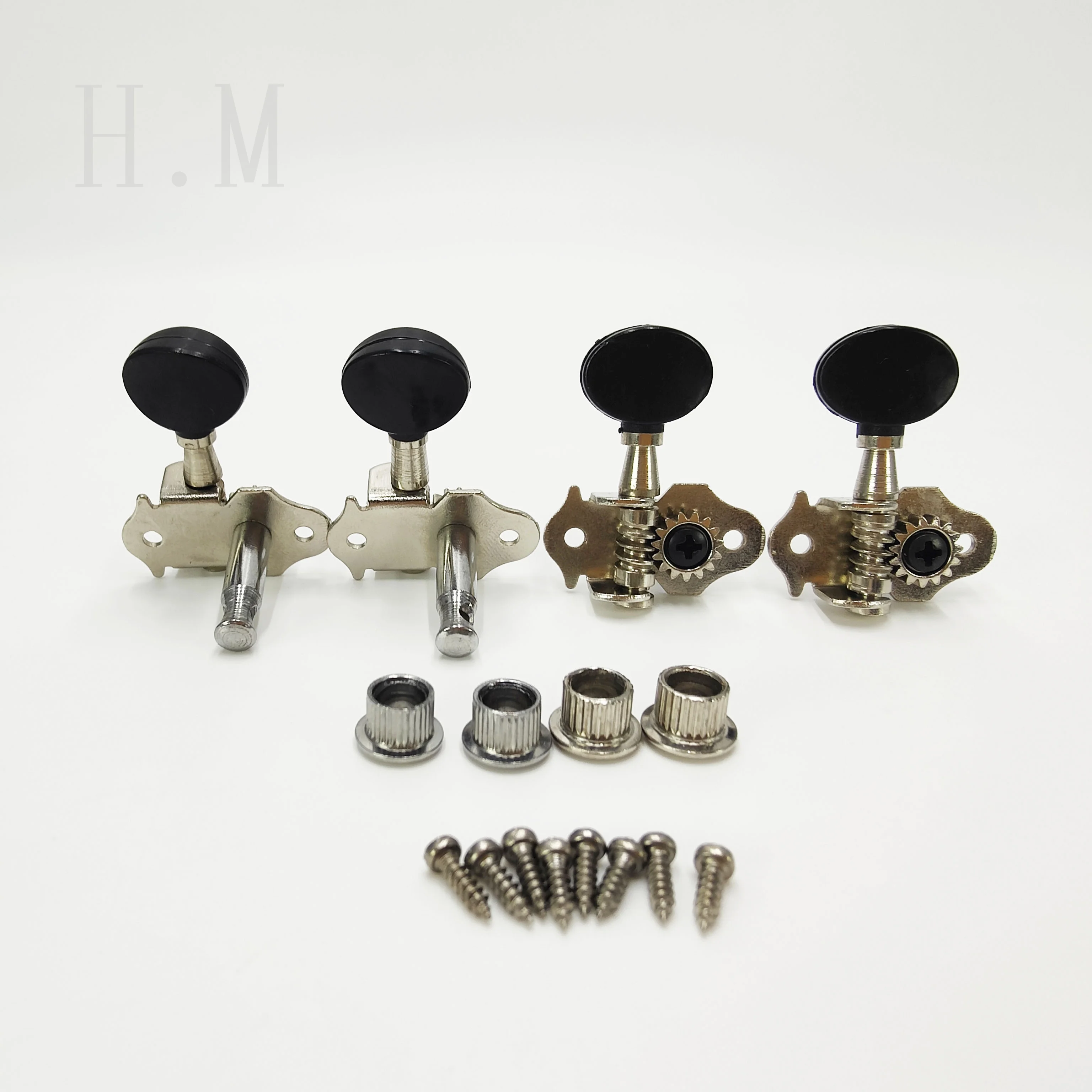 

4pcs Ukulele Black Tuning Pegs 2R+2L Steel Machine Heads Tuners for 21 / 23 / 26 Inch Ukuleles