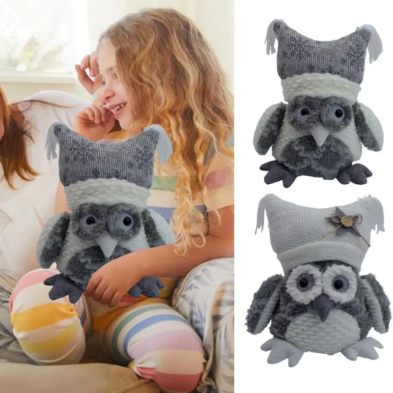 24cm Home Decor Gray Owl Plush Toy Cartoon Anime Owl Doll Soft Stuffed Animal Toy Children Birthday Happy New Year Gift for Kids