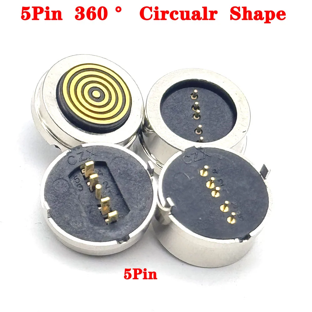 

360 ° Circualr Shape Magnetic Pogo Pin Connector 5P With corners Male Female Probe 24V 2A DC Power Charging Socket Connectors