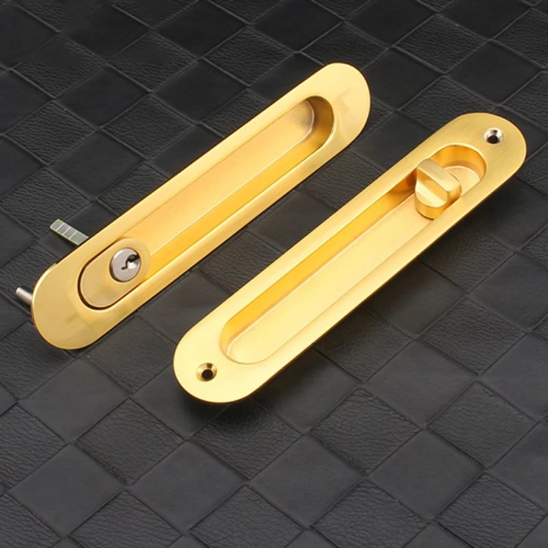 Recessed Invisible Pocket Sliding Door Lock Wood Barn Door Hook Lock Set Kitchen Balcony Push Pull Door Lock for 38~50mm Doors