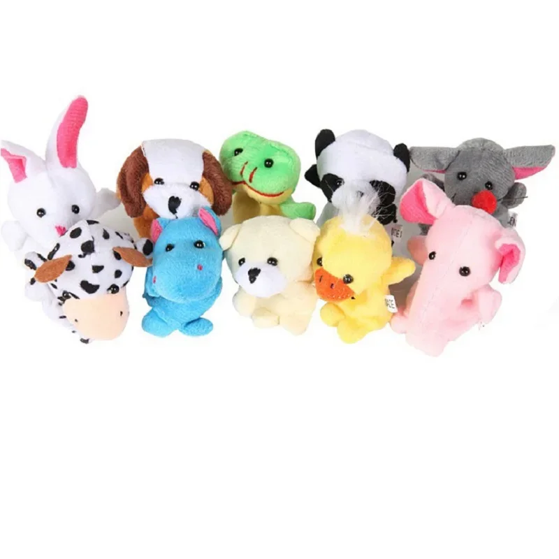 Marionnettes à doigts en peluche pour enfants, mini animaux, dessin animé, beurre, main, jouets, cadeaux, 10 pièces, ensemble