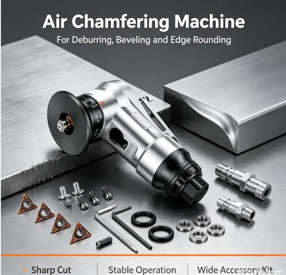 45° Mini Pneumatic Chamfering Machine 30000 RPM Portable Arc Air Beveling Machine Metal Trimming Machine with 1/4 Inch Air