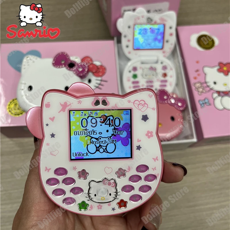 

2024 Sanrioed Hello Kitty Kawaii Мини телефон мультфильм дети Taiml милый телефон день рождения модные игрушки для студентов девочек фестиваль подарок