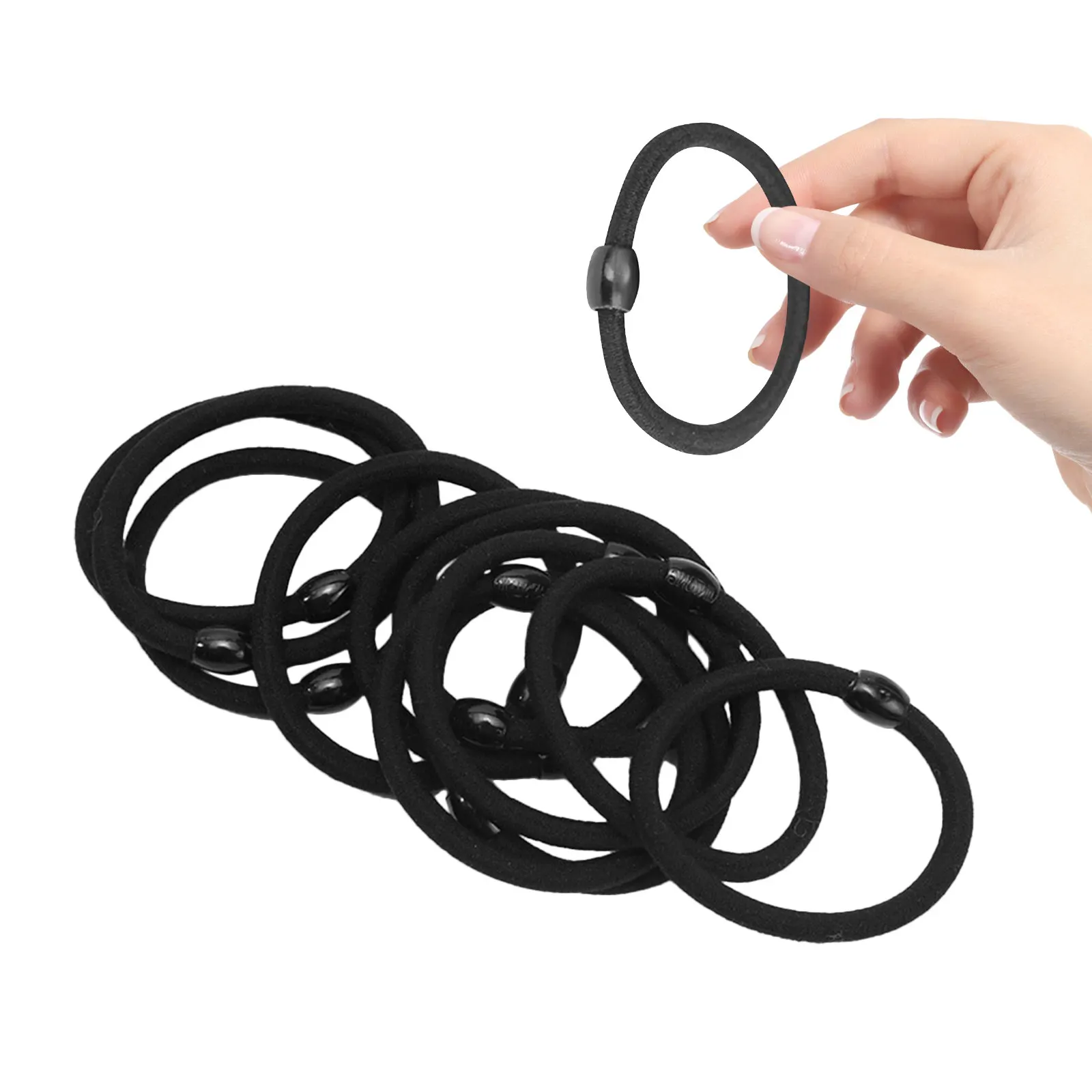 

8Pcs Elegant Hair Ties Elastic Hair Bands Ponytail Holders for Women Effective Hold Style Daily Wear Party Gift Black